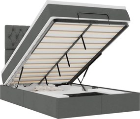 vidaXL Οθωμανικό κρεβάτι με στρώμα Σκούρο γκρι 120x190 cm Ύφασμα