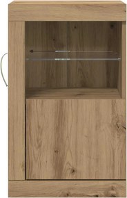 vidaXL Πλευρικό Τραπέζι LED 41 x 37 x 67 εκ Επεξεργασμένο ξύλο