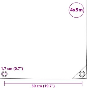 vidaXL Μουσαμάς 650 γρ./μ.² Γκρι 4 x 5 μ.