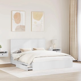 vidaXL Κρεβάτι Αποθήκης Λευκό 160 x 200 cm Επεξεργασμένο Ξύλο