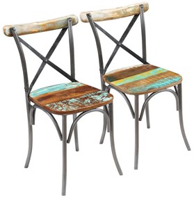 Καρέκλες Τραπεζαρίας 2 τεμ. από Μασίφ Ανακυκλωμένο Ξύλο