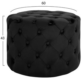 Σκαμπό KASSIE τύπου CHESTERFIELD Βελούδο Μαύρο Φ60x43Υ εκ. 60x60x43 εκ.