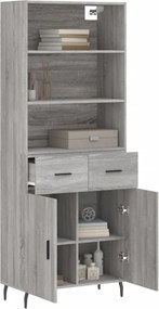 vidaXL Ντουλάπι Γκρι Sonoma 69,5 x 34 x 180 εκ. Επεξεργασμένο Ξύλο