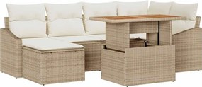 vidaXL Σετ Καναπέ Κήπου με αποθήκευση 7 pcs Μπεζ Πολυ ράταν