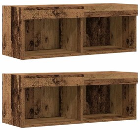 vidaXL Κέντρο Ψυχαγωγίας Επιτοίχιο 8 pcs Παλαιό ξύλο 40 x 28.5 x 40 εκ