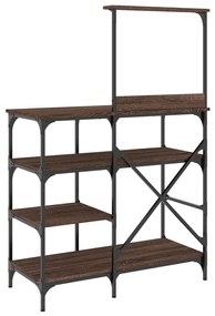 Ραφιέρα Κουζίνας Καφέ Δρυς 90x40x132 εκ. Επεξ. Ξύλο &amp; Μέταλλο - Καφέ