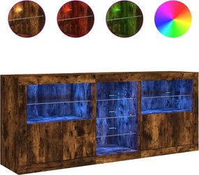 vidaXL Ντουλάπι με LED Καπνιστή Δρυς 162x37x67 εκ.
