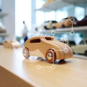 Intra Συλλεκτικό Ξύλινο Παζλ Plywood  4mm - Ξύλινο αυτοκίνητο σε ξύλινο τραπέζι σε εκθεσιακό χώρο Σε Ξύλινο Κουτί - Διαστάσεις: 10x10 cm – 25 κομμάτια