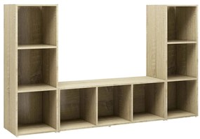vidaXL Έπιπλα Τηλεόρασης 3 τεμ. Sonoma Δρυς 107x35x37 εκ. Μοριοσανίδα