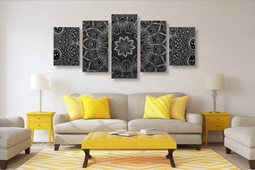 Εικόνα 5 τμημάτων ανατολίτικο Mandala σε ασπρόμαυρο