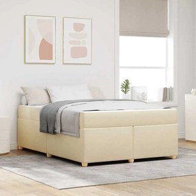 vidaXL Σκελετός Κρεβατιού με στρώμα Κρεμ 140 x 200 cm ύφασμα