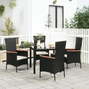 Καρέκλες Κήπου 4 τεμ. Μαύρο από Συνθετικό Ρατάν με Μαξιλάρια