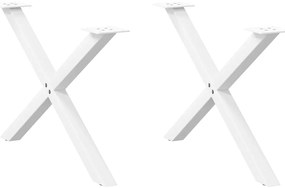 vidaXL Πόδια Τραπεζιού Σαλονιού σε Σχήμα Χ, 2 τεμ. Λευκά 70x(42-43) εκ. Ατσάλι