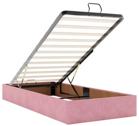 Οθωμανικό κρεβάτι με στρώματα &amp; LEDs Ροζ 90x190cm Velvet 3314365