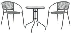 Σετ κήπου Tραπεζαρία Watson - Lindaria 3 τεμ. μέταλλο - γυαλί ανθρακί Φ60x70 εκ. 60x60x70 εκ.