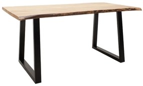 Τραπέζι Miles pakoworld μασίφ ξύλο 4εκ καρυδί-πόδι μαύρο 140x80x78εκ - 113-000027