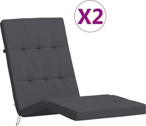 vidaXL Μαξιλάρια Ξαπλώστρας 2 τεμ. Ανθρακί από Ύφασμα Oxford
