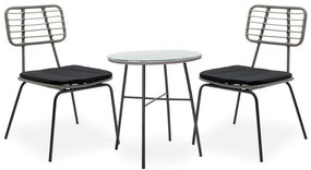 Gaus-Naoki dining set 3pcs metal black pe gray.