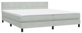 Box Spring κρεβάτι με στρώμα ανοιχτό γκρι 180x220 cm Βελούδινο - Γκρι