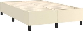 VidaXL Κρεβάτι Boxspring με Στρώμα Κρεμ 120x200εκ. από Συνθετικό Δέρμα