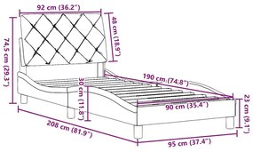 Σκελετός Κρεβατιού Χωρίς Στρώμα Μαύρο 90x190 εκ. Υφασμάτινο - Μαύρο