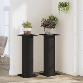 vidaXL Βάσεις Φυτών 2 τεμ. Μαύρες 30x30x80 εκ. από Επεξεργασμένο Ξύλο