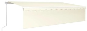 vidaXL Τέντα Συρόμενη Χειροκίνητη με Σκίαστρο & LED Κρεμ 6 x 3 μ.