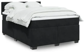 vidaXL Κρεβάτι Boxspring με Στρώμα Μαύρο 160x200 εκ. Βελούδινο
