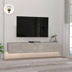 Έπιπλο τηλεόρασης επιτοίχιο Damla Megapap με LED χρώμα λευκό εφέ μαρμάρου 180x29,5x29,5εκ.-GP042-0169,7