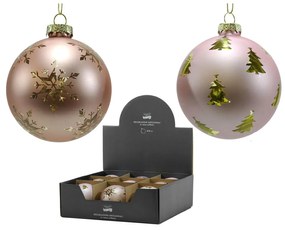 Μπάλα Ροζ Γυαλί Φ10cm Σε 2 Σχέδια