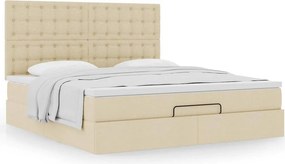 vidaXL Οθωμανικό κρεβάτι με στρώμα Cream 180x200cm ύφασμα