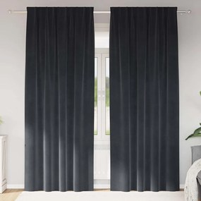 vidaXL Κουρτίνες με κουρτίνες 2 pcs Σκούρο γκρι 140 x 225 cm Βελούδο