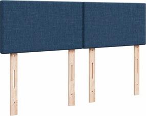 vidaXL Κρεβάτι Boxspring με Στρώμα Μπλε 140x190 εκ. Υφασμάτινο