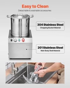 VEVOR Food Processor &amp; Vegetable Chopper 15L Food-Grade Stainless Steel Blender