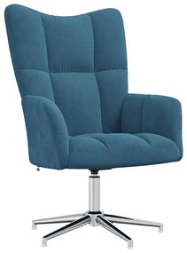 vidaXL Πολυθρόνα Relax Μπλε Βελούδινη με Σκαμπό