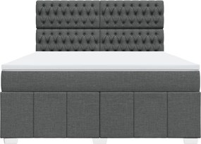 vidaXL Κρεβάτι Boxspring με Στρώμα Σκούρο Γκρι 180x200 εκ Υφασμάτιν