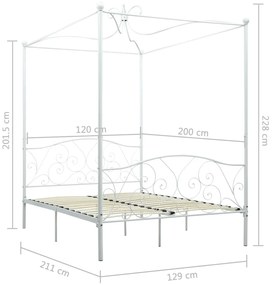 vidaXL Πλαίσιο Κρεβατιού με Ουρανό Λευκό 120 x 200 εκ. Μεταλλικό