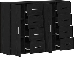 vidaXL Πλαϊνό γραφείο με συρτάρι 2 pcs Μαύρη Οξυά 60 x 31 x 84 εκ.
