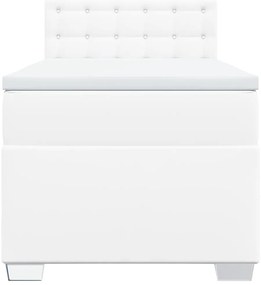 vidaXL Κρεβάτι Boxspring με Στρώμα Λευκό 100x200εκ.από Συνθετικό Δέρμα