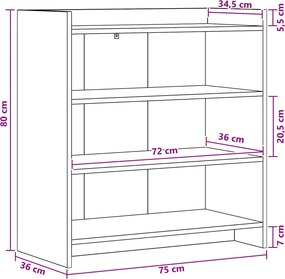 vidaXL Πλαϊνό γραφείο Γκρι Σκυροδέματος 75 x 36 x 80 εκ