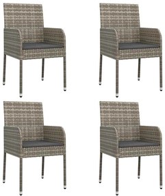 vidaXL Σετ Τραπεζαρίας Κήπου 5 τεμ. Γκρι Συνθ. Ρατάν με Μαξιλάρια