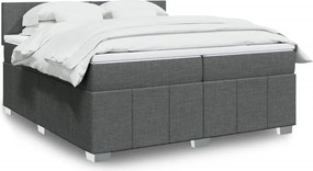 vidaXL Κρεβάτι Boxspring με Στρώμα Σκούρο Γκρι 200x200 εκ. Υφασμάτινο