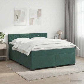 vidaXL Κρεβάτι box spring με στρώμα Σκούρο Πράσινο 140 x 190 cm