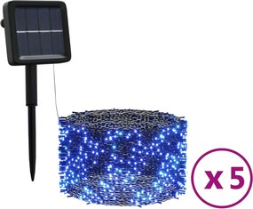 vidaXL Λαμπάκια Ηλιακά Εξωτ./Εσωτ. Χώρου 5 τεμ. Μπλε 5x200 LED