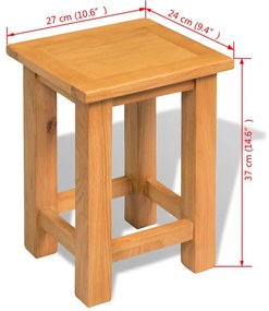 Τραπέζι Βοηθητικό 27 x 24 x 37 εκ. από Μασίφ Ξύλο Δρυός - Καφέ