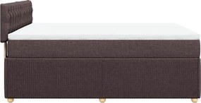 vidaXL Κρεβάτι Boxspring με Στρώμα Σκούρο Καφέ 140x200 εκ Υφασμάτινο