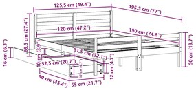 ΣΚΕΛΕΤΟΣ ΚΡΕΒΑΤΙΟΥ ΧΩΡΙΣ ΣΤΡΩΜΑ 120X190 ΕΚ ΜΑΣΙΦ ΞΥΛΟ ΠΕΥΚΟΥ 3301598