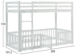 ΠΑΙΔΙΚΗ ΚΟΥΚΕΤΑ ΜΕ ΠΑΡΚΑΚΙ PLAYKID HM703.03 ΞΥΛΟ ΠΕΥΚΟΥ ΛΕΥΚΟ ΓΙΑ 190x90εκ