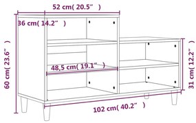 Παπουτσοθήκη Γυαλιστερό Λευκό 102x36x60 εκ. Επεξεργασμένο Ξύλο - Λευκό