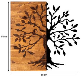 Διακοσμητικό τοίχου Agac Tree Megapap ξύλινο - μεταλλικό χρώμα καρυδί - μαύρο 58x3x58εκ.